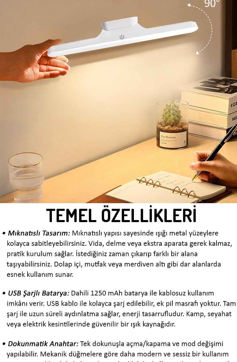 Olinman Şarjlı Mıknatıslı LED Lamba