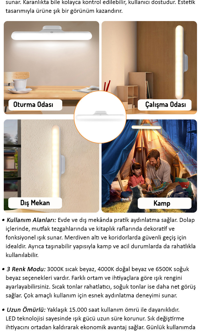 Olinman Şarjlı Mıknatıslı LED Lamba